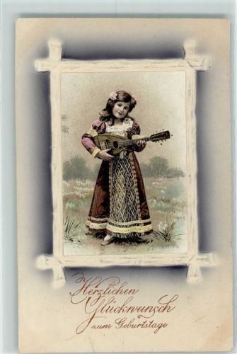 1909 Prägedruck Mädchen mit einer Laute AK