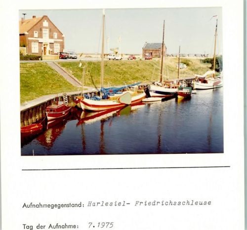 Harlesiel Friedrichschleuse Foto montiert auf Karton