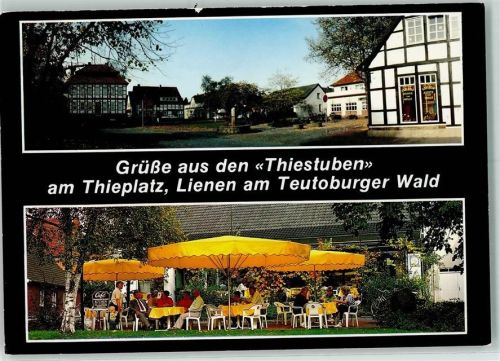 Lienen Gasthaus Café Thiestuben am Thieplatz Rückseite Drehorgelspieler