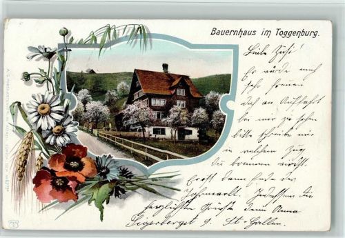 Toggenburg 1902 Bauernhaus im Toggenburg Zierblumen