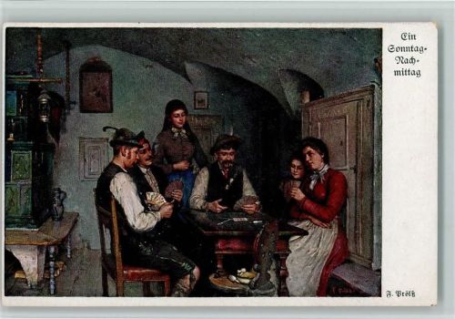 Bayr. Bauernstube - Karten spielen AK