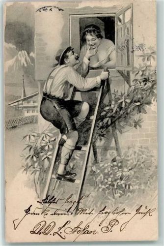 1903 Liebe am Fenster Erotik AK
