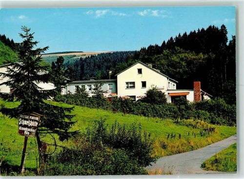 Girkhausen Gasthaus Pension Schmelzhütte Rückseite mit Abschürfungen bzw Kleberesten