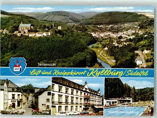 Kyllburg Rückseite mit Abschürfungen bzw Kleberesten Schwimmbad