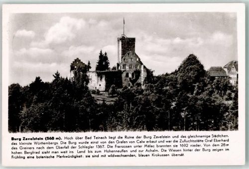 Bad Teinach Burg Zavelstein Landpoststempel Zavelstein über Calw