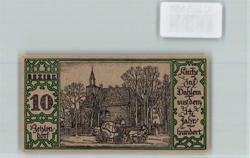 Zehlendorf Notgeld 50 Pfennig Kirche in Dahlem