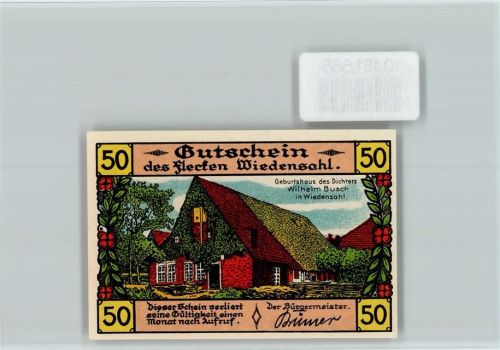 Wiedensahl Notgeld Geburtshaus Wilhelm Busch Lehrer Lämpel