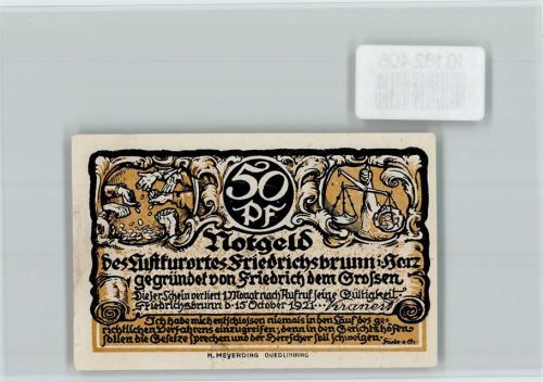 Friedrichsbrunn Notgeld Arbeitszimmer Friedrichs im Königl. Schloss zu Potsdam