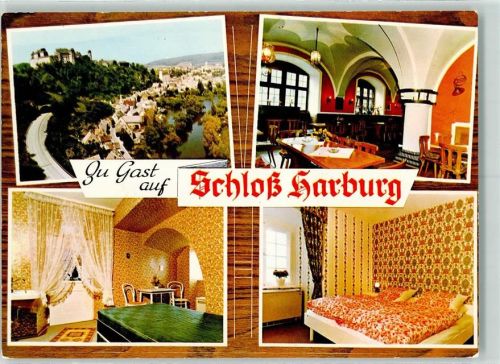 Harburg Schloss Harburg Rückseite mit Abschürfungen bzw Kleberesten