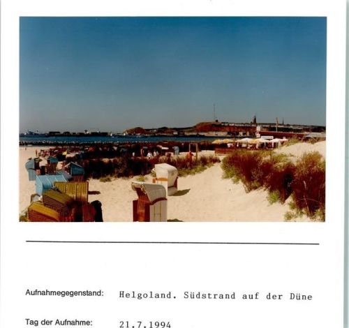 Helgoland Südstrand Düne Foto montiert auf Karton