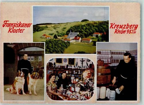 97653 W8743 Kreuzberg a d Rhön - Franziskanerkloster Bierfaß Mönch mit Bernhardinern
