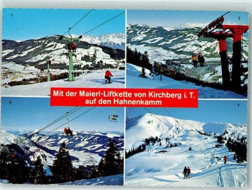 Kirchberg Maierl-Liftkette von Kirchberg auf den Hahnenkamm Winter Skifahrer