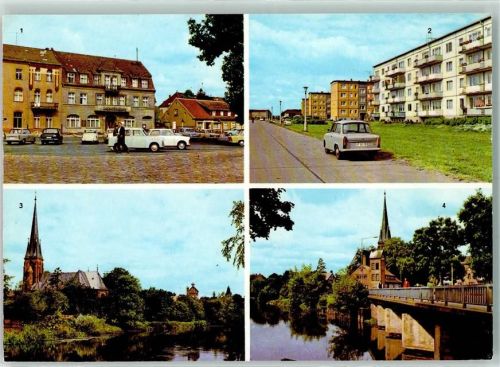 Torgelow Markt Albert-Einstein-Straße An der Uecker Ueckerbrücke Rückseite mit Abschürfungen bzw Kleberesten