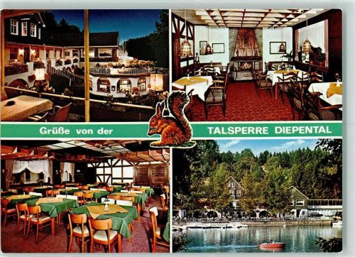 Leichlingen Café Gasthaus Talsperre Diepental Rückseite mit Abschürfungen bzw Kleberesten