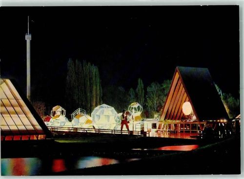 Lausanne Losanna Exposition nationale suisse 30.04.-25.10.1964 Un jour en Suisse de nuit Expo 1964 Mondschein