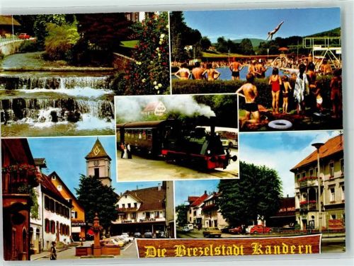 Kandern Schwimmbad Brunnen Löwen-Apotheke Dampflokomotive Wassertreppe
