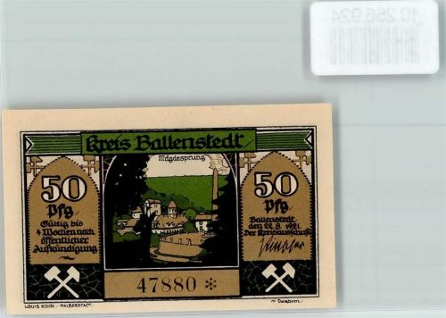 Ballenstedt Notgeld 50 Pfennig Magdesprung