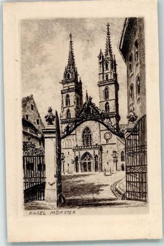 Basel Münster Radierung Handabzug