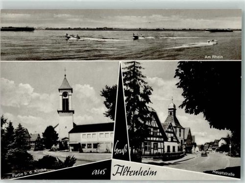 Altenheim Rückseite mit Abschürfungen und Kleberesten Partie bei der Kirche Am Rhein Hauptstraße