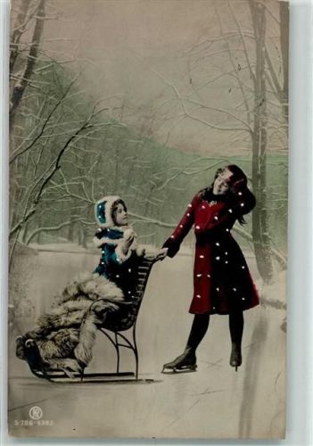 1908 Serie 786-6983 Kinder Stuhlschlitten handcoloriert