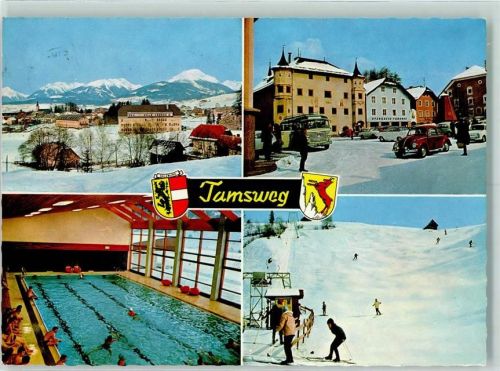 Tamsweg Schwimmbad Winter Skifahrer VW-Käfer
