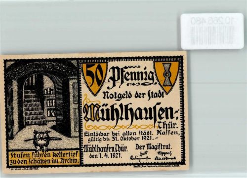 Mühlhausen Notgeldschein 50 Pfennig