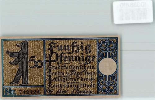 Schöneberg 50 Pfennig Notgeld Berliner Bär Dorf Schöneberg