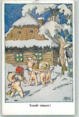 Weihnachten Engel AK Fischerova-Kvechova, M. Künstlerkarte