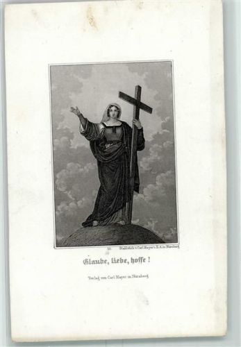 1850 Stahlstich v. Carl Mayer Nürnberg Nr. 50 Glaube, liebe, hoffe