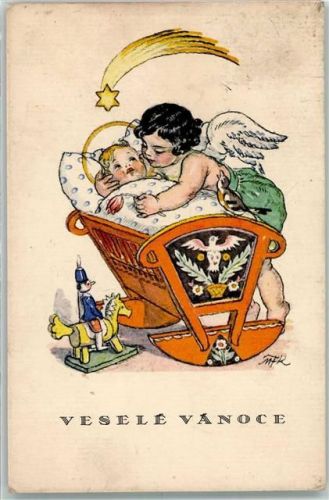Vesele Vanoce Engel Baby AK Fischerova-Kvechova, M. 1940