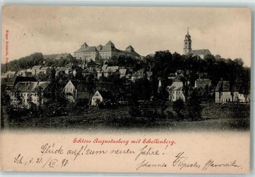 Augustusburg 1898 Schloss mit Schellenberg
