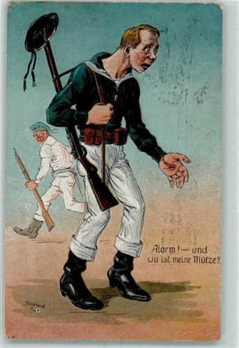 1917 WK I Humor + Marineschiffspoststempel
