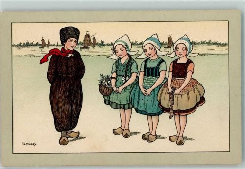 1917 Verlag Dondorf Nr. 500 Hollandkinder Tracht Holzschuhe AK