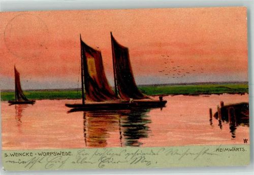 Worpswede 1904 Heimwärts Torfschiffe von S. Wencke