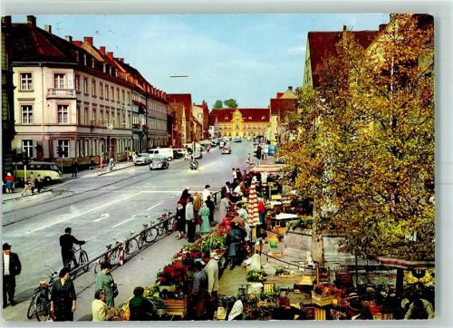 Fürstenfeldbruck Stadtplatz mit grünem Markt VW Bus VW Käfer Auto Bahnpost München Kempten Zug 01522