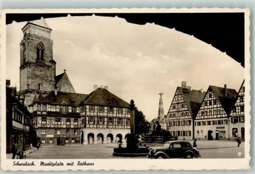 Schwabach Marktplatz Rathaus Oldtimer Fachwerkhaus Denkmal Fahrrad WK II