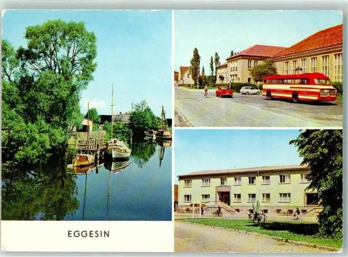 Eggesin Blick von der Brücke Hotel gasthaus Mecklenburg Rathaus Omnibus