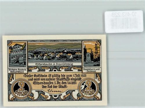 Eschershausen Notgeld Raabeturm u. Denkmal