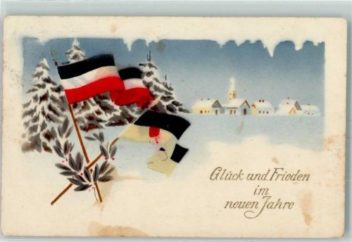 1914 Neujahr Fahnen AK