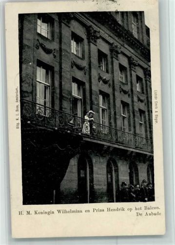 1901 Königin Wilhelmina und Prinz Hendrik uaf dem Balkon AK