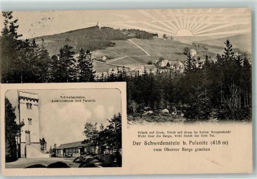 Pulsnitz 1916 Schwedensteine Aussichtsturm Veranda Sonnenaufgang