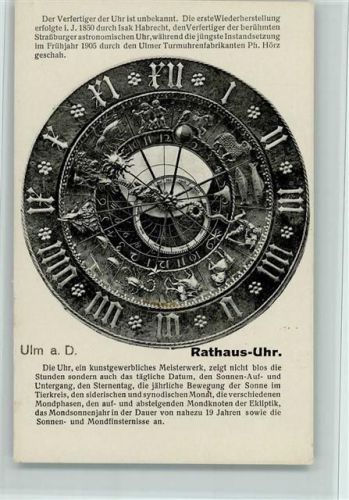Ulm Rathaus Uhr - Astronomische Uhr - gute Erhaltung