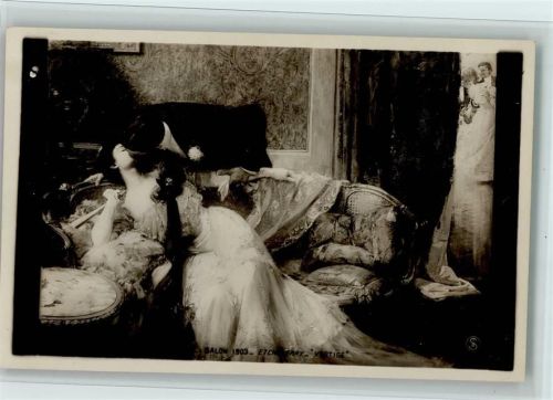 Salon 1903 - Erotik - Glamour Liebespaar, Fächer, der Kuss
