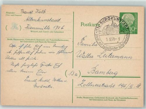 Burgkunstadt Ganzsache Werbestempel