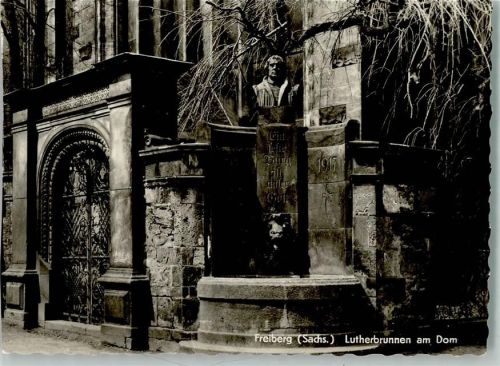 Freiberg 1965 Lutherbrunnen AK