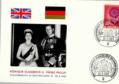 Sonderkarte , Queen Elizabeth Staatsbesuch in Deutschland 1965, Sonderstempel Hamburg