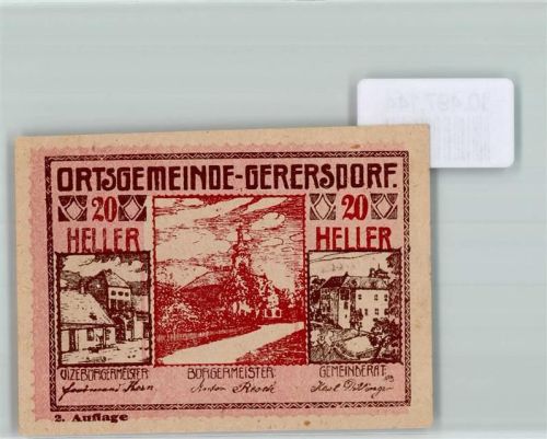 Gerersdorf Notgeld 20 Heller Kirche Haus Schloss