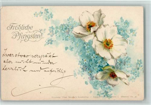 1899 Aquarell Serie I Blumen Nr. 46 - Pfingsten, Vergissmeinnicht, gute Erhaltung AK