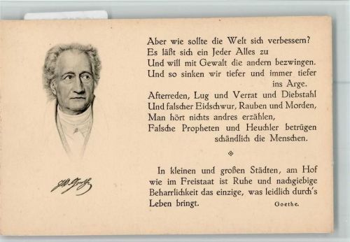 Gedicht von Goethe - Aussprüche großer Männer Serie I Nr. 1 AK