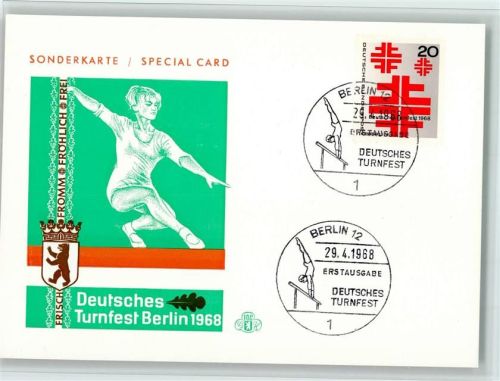 Berlin Mitte Turnfest 1968 - Sonderstempel - Sonderkarte, gute Erhaltung